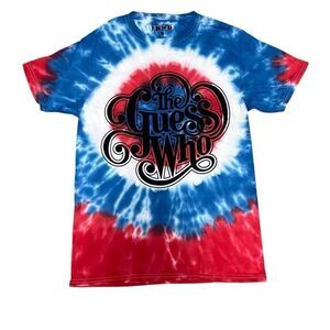 The Guess Who Classic Logo Tshirt Small Red Blue Swirl Tie Dye 100% Cotton NWOT